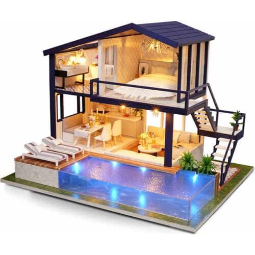 DIY Doll House Wooden doll Houses Miniature Furniture Dollhouse Kit Casa Music Toys for Children Birthday Gifts 066