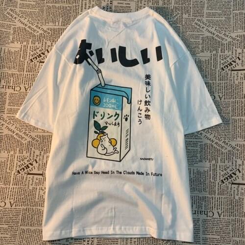 Summer new Japanese cartoon Printed casual loose short sleeve T-shirt