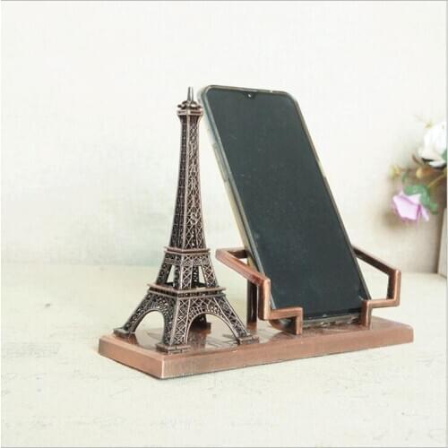 Eiffel Tower Mobile Phone Rack Metal Crafts Alloy Gifts Office Home Decorations