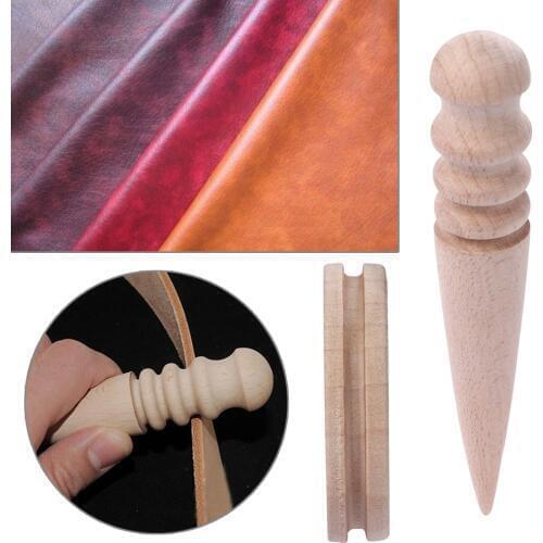 Handmade Multi-Size Wood Slicker Leather Solid Wood Round Burnishing Edge for Polished Edge DIY Leather Craft Working Tool