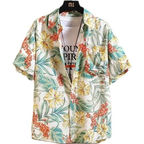Floral Printed Mens Casual Shirts Oversized Qualitied Brand Beach Shirt Man Short Sleeve Summer 2021 Cardigan Plus Size 5XL