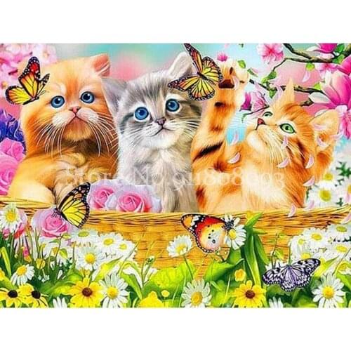 5D Diy Diamond Painting Kit Animal Cat Butterfly Pattern Cross Stitch Mosaic Diamond Embroidery Home Decoration New Year Gift