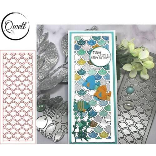 QWELL Fish Scale 79.2*206.2mm Slimline Metal Cutting Dies Set DIY Scrapbooking Craft Paper Cards Making Template 2021 New