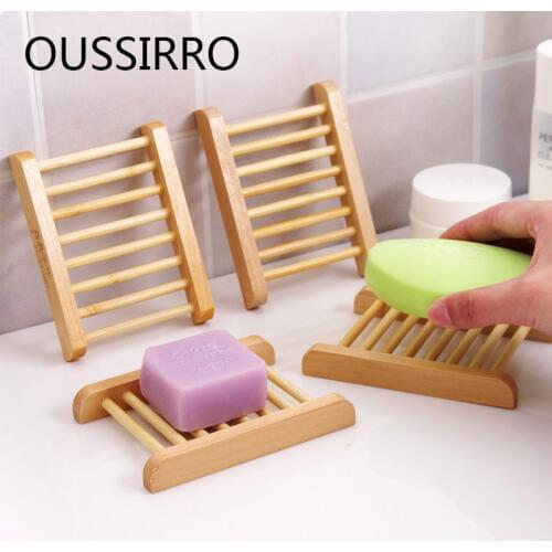 Natural Wood Soap Dish Soap Holder Bathroom Wood Dish Drying Rack Simple Drain Soap Storage Set Bathroom Accessories