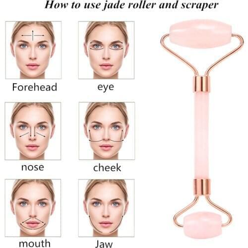 Facial Massage Quartz Jade Roller Thin Face Massager Lifting Tool Facial Jade Massage Scraper Scrap Beauty Set Massage Roller
