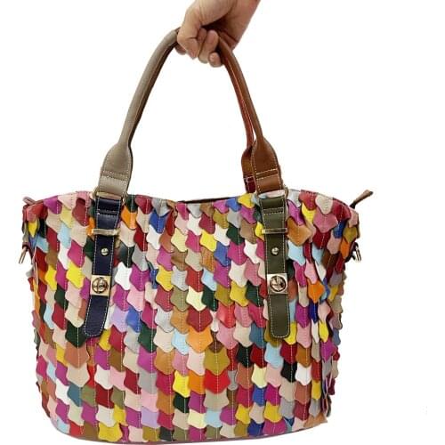 New European Retro Sheepskin Tote Shoulder Bag Colorful Woven Bag Luxury Designer Handbags Messenger Bag For Womens Bag