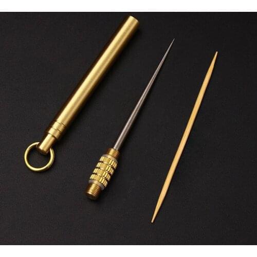 New Titanium Toothpicks Outdoor Edc Picnic Metal Fruit Fork Toothpick Portable Multifunctional Toothpick Tube Than Dental Floss