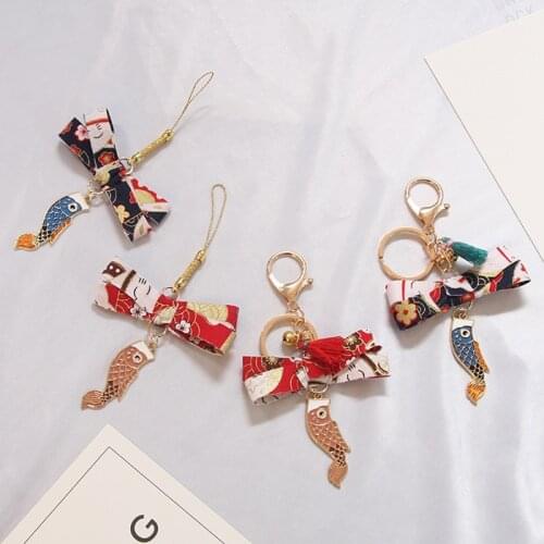 Original Custom New Year Japanese Style Cat Fancy Carp Safe Key Chain Amulet Key Ring Handbag Pendant