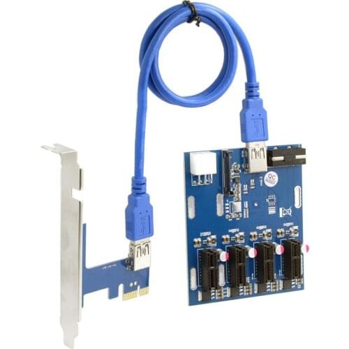 PCI-E 1 to 4 PCI Express 1X Slots Riser Card Mini ITX to External 4 PCI-e Slot Adapter PCIe Port Multiplier Card dropshipping