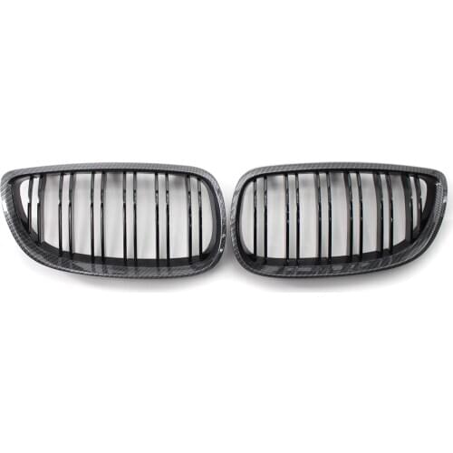 For BMW 3 Series E92 E93 M3 Coupe 2 DOOR Carbon Fiber Style Kidney Sport Front Grille Grill 06-09 Dual Slat 51137157277 / 278