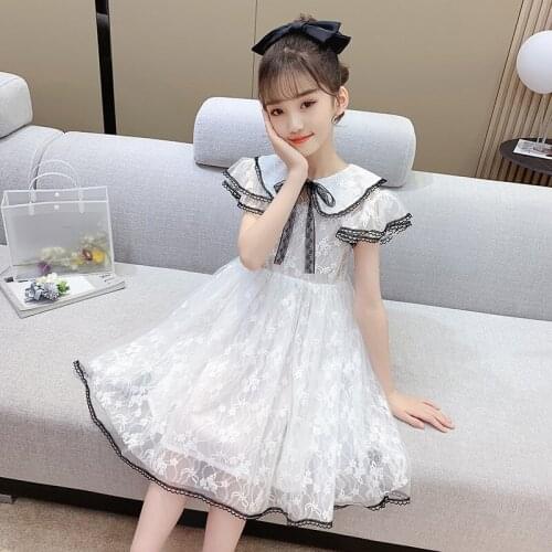 Girls dress summer new children Korean doll collar lace princess dress little girl mesh skirt