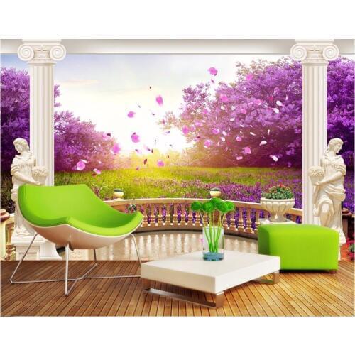 Custom photo 3d wall murals wallpaper Backyard cherry blossom decor painting picture wallpapers for walls 3 d living room