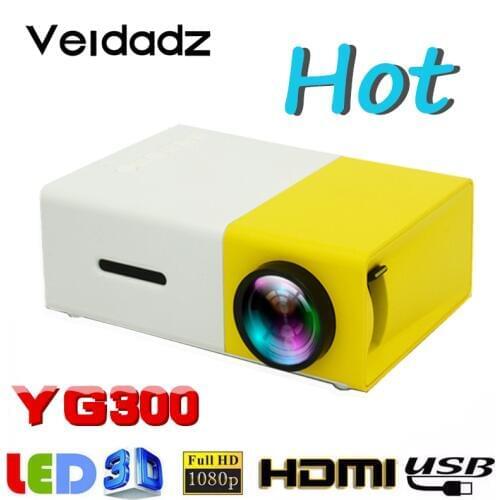 VEIDADZ YG300 Micro LED Projector HD 1080P Playback Portable HDMI-Compatible USB 480x272 Pixel Projector Home Media Player