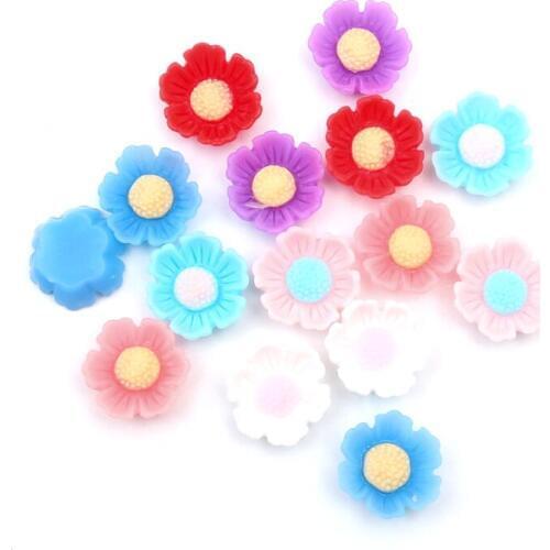 100pcs Mixed Colorful Resin Flower Decoration Crafts Flatback Cabochon Embellishments For Scrapbooking Beads Diy Accessories