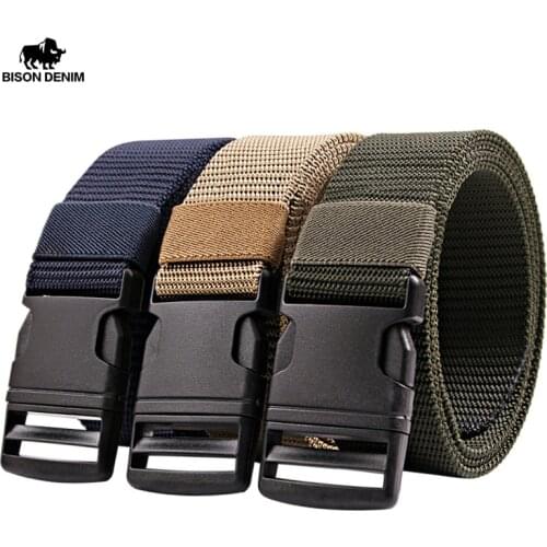 BISON DENIM Nylon Tactical Belt Military High Quality Mens Training Belt Multifunctional Buckle Outdoor Battle Sports Men Belt