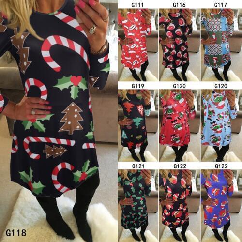 Hot Sale New Christmas Dress up Adult Festival Printing Christmas tree Old Man Carton Festival Cosplay Dress