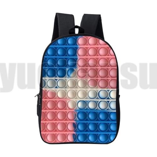 High Quality POP It Backpacks 16 Inch Anime Double Zipper Rainbow Pop Fidget Schoolbag Back To School 3D Family Games Bag Teens