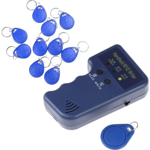 With 10pcs id tags 125KHz handheld RFID writer/ copier/ readers/ duplicator