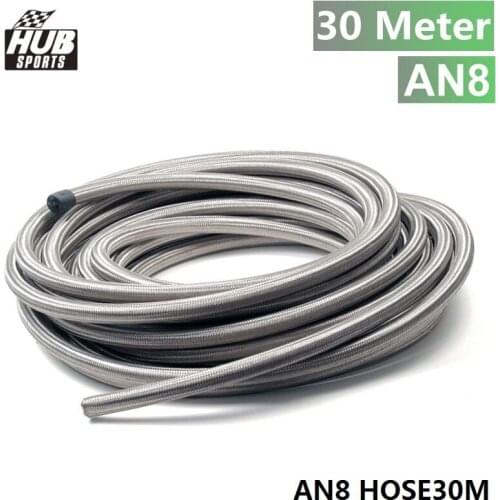 AN 8 30meter Stainless Steel Braided hoses Fuel Oil Line Hose track drift racing HU-AN8 HOSE30M