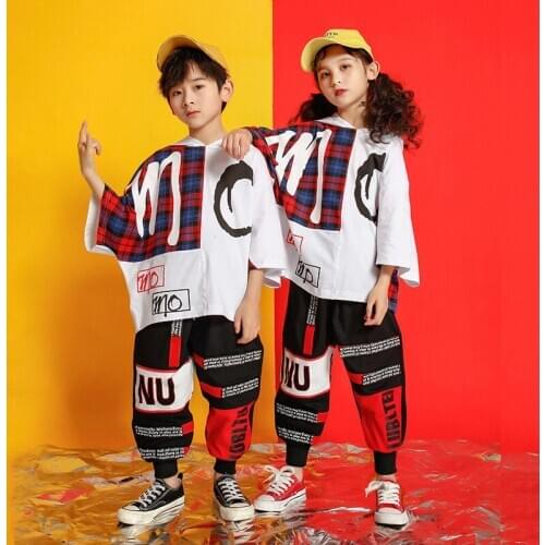 Girls Boys Hip Hop Hoodies Pants Ballroom Dancing Costumes for Kids Jazz Dance Outfits Child Costumes Stage Wear Dancewear Suits