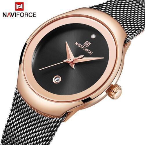 Women Watch NAVIFORCE Top Brand Luxury Fashion Ladies Quartz Watches Mesh Stainless Steel Casual Clock Girl Relogio Feminino