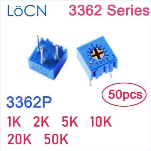 3362P 1K 2K 5K 10K 20K 50K Trim Pot Trimmer Potentiometer 3362 3362P-1-102 3362P-1-202 3362P-1-502 precise Variable 50PCS LoCN