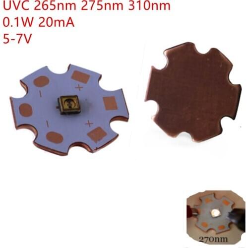 UVC LED SMD 0.1W 3535 265nm 280nm 310nm Ultra Violet Lamp with 20mm Copper PCB