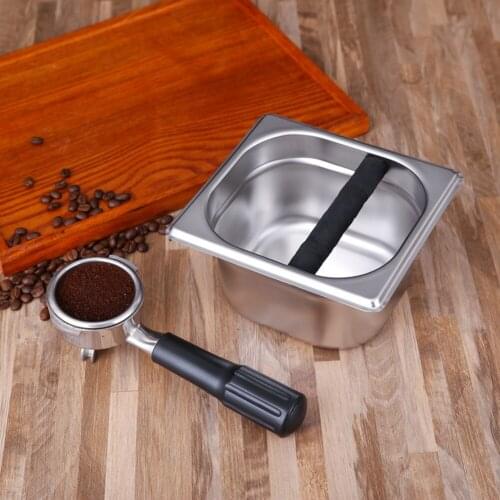 Stainless Steel Coffee Powder Residue Knock Box Coffee Grounds Recycling Bucket Anti Slip Shock-absorbent Espresso