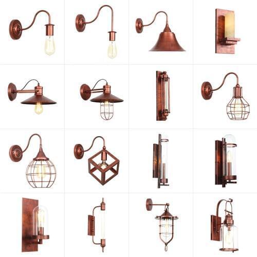 Ac 110v-240v Indoor Outdoor Vintage Wall Lamp E27 Led Bulb Metal Body Retro Light Foyer Copper Loft Bed Wall Sconce Steam Punk