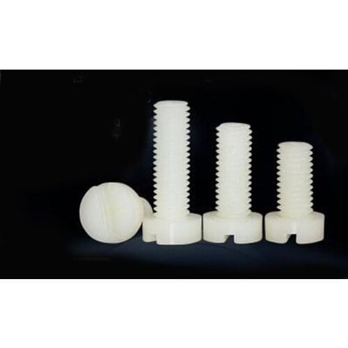 70pcs M3 PA66 Slotted Round Head Screw White Plastic Bolts Nylon Insulated Screws Acid Alkali Resistance 4mm-25mm Thread Length