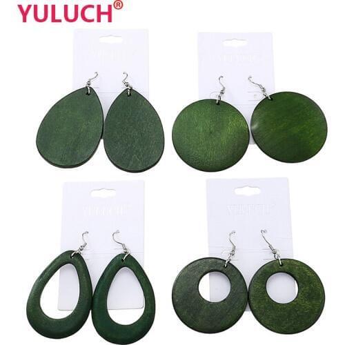 YULUCH 4 pairs of set ethnic African womens wooden jewelry earrings for fashion ladies popular earrings wholesale sales