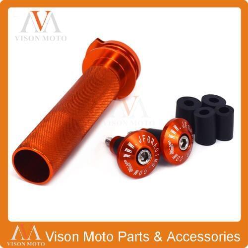 Billet 7/8" 22MM Throttle Clamp Twist Tube & Handlebar Cap Plugs For KTM SXR EXC 400 450 500 505 520 530 EXC400 EXC450 04-16