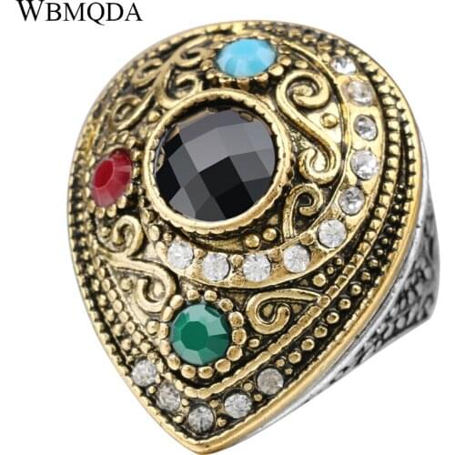 Boho Big Rings For Women Gold Color Vintage Water Drops Wedding Ring 2018 Fashion India Jewelry Wholesale