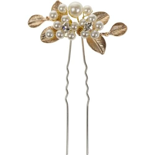 3 Pin Handmade Crystal Bridal Golden Hair Jewelry Headdress Accessories