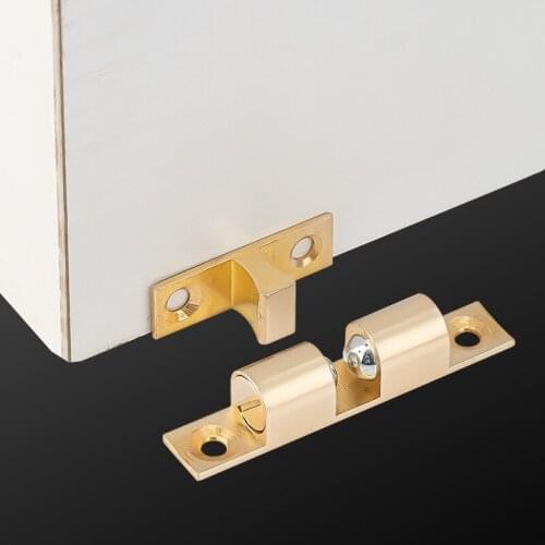 10PCS L60x11mm Brass Door Catches Copper Latch Door Holder Catch 60mm Length Door Stopper Double Ball Latch for Cabinet Door