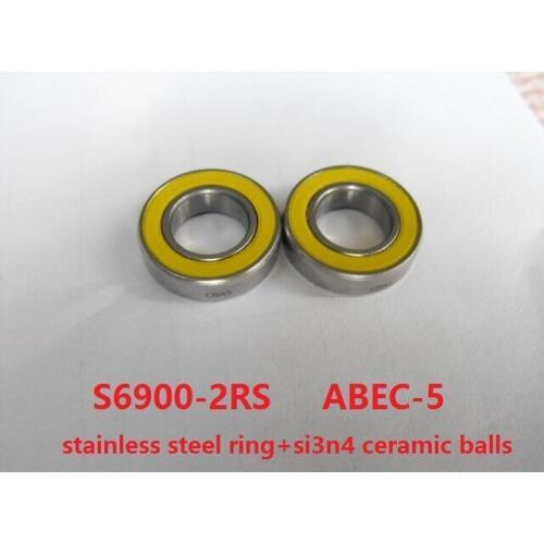 10pcs/lot S6900-2RS 10x22x6 ABEC-5 Stainless Steel hybrid Si3n4 ceramic bearing S6900 2OS CB LD for fishing reel 10*22*6