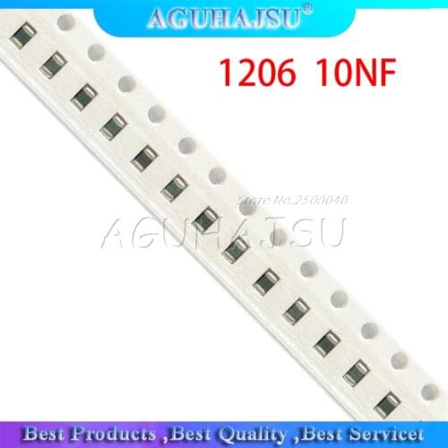100pcs 10NF X7R Error 10% 50V 1206 103 smd capacitor