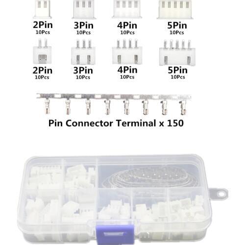 230pcs XH2.54 2p 3p 4p 5 pin 2.54mm Pitch Terminal Kit / Housing / Pin Header JST Connector Wire Connectors Adaptor XH DIY Kits