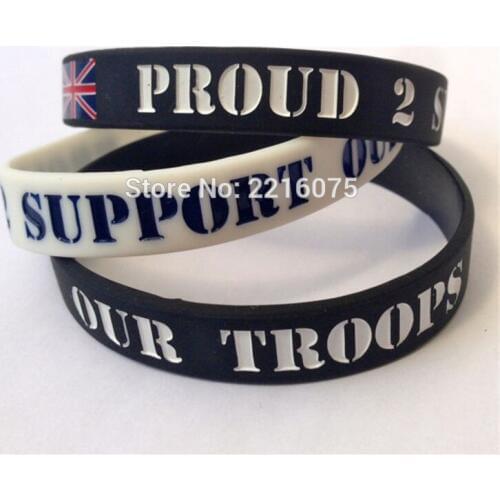 300pcs PROUD 2 SUPPORT OUR TROOPS wristband silicone bracelets free shipping by DHL express