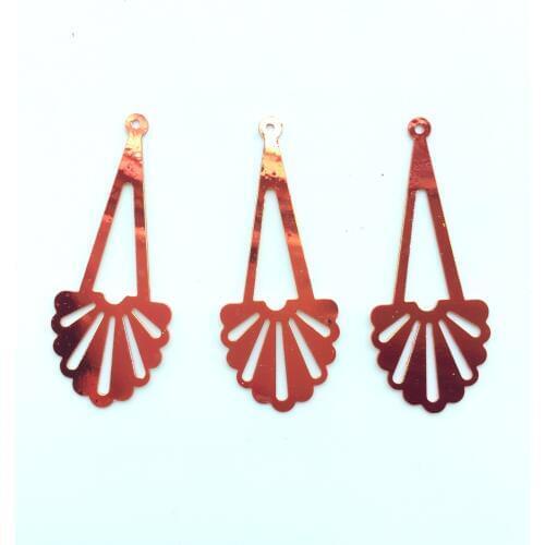 320pcs 17*43mm Long Drop Flowers Sequins For Crafts PVC With 1 Side Hole Oval Belly Costume Earring Accessories Shining Red