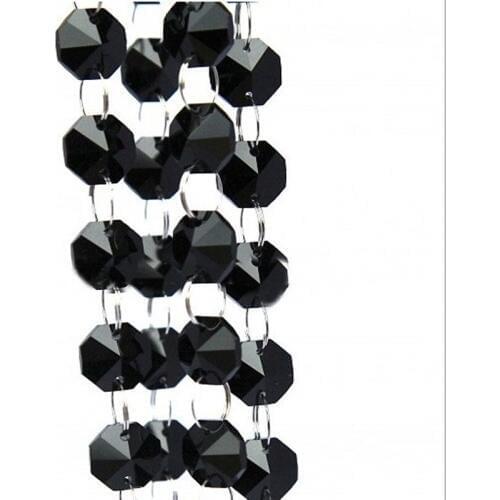40M/lot 14mm Black Octagon Crystal Chandelier Beads connected with 11mm rings,Wedding Cake Decorative Crystal Garland