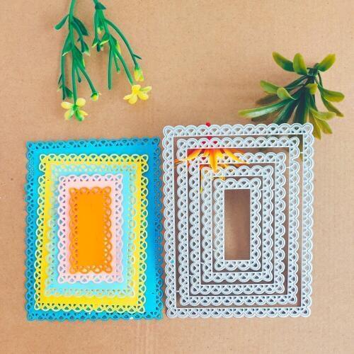 5 pçs Atado Retângulo Armações De Metal Corte Morre para o Cartão Que Faz Scrapbooking Álbum de fotos Stencil Decoração Nova