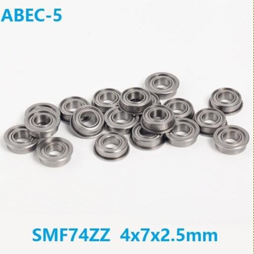 50pcs/lot ABEC-5 SMF74 SMF74ZZ SF674ZZ SF674-ZZ ZZ flange flanged Deep Groove Ball Bearing Stainless Steel 4*7*2.5mm 4x7x2.5mm