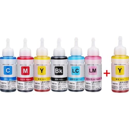 6color +1 yellow Dye ink Based Non OEM 6 color Refill Ink Kit 70ml for Epson L800 L801 printer ink Cartridge No. T6731/2/3/4/5/6