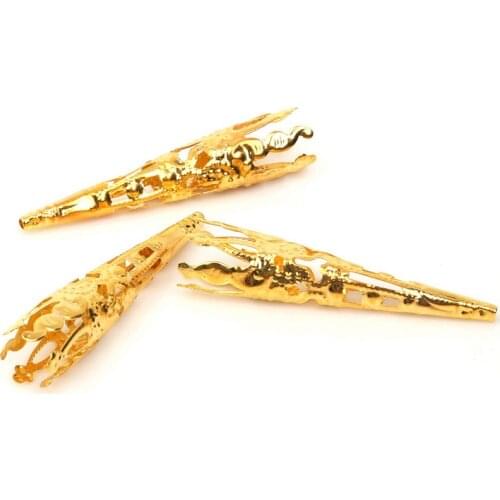 8x40mm 50pcs/lot 2016 High Quality DIY Gold Plated Hollow Flower Iron Metal Charms Bead Caps for Jewelry Making
