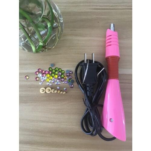 US Fast Heated Hotfix Rhinestone Applicator Machine Tool hot fix crystal Applicator diy tools hand tools Iron-on Wand Pink
