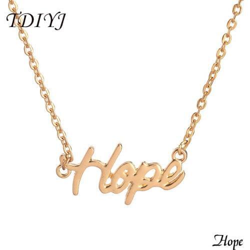 TDIYJ 5Pcs Deluxe Hope Word Necklace 17'' Monogram Choker Collares Pendant Necklace for Women Sister Jewelry Accessories