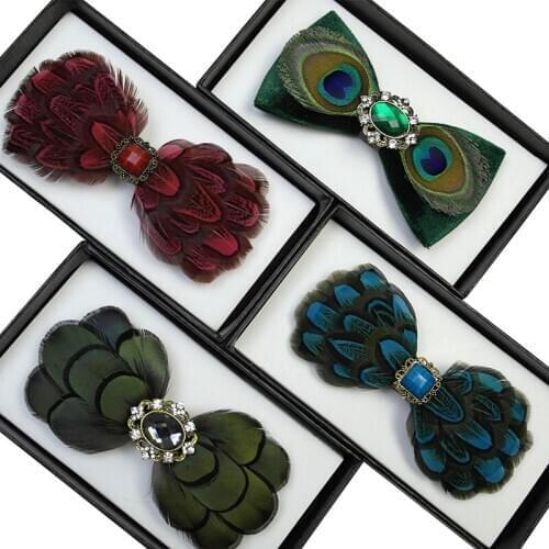 2020 Designer Brand Bow Tie For Men High Quality Feather Bowtie Great for Wedding Party Male Fashion Formal Neck Tie Gift Box