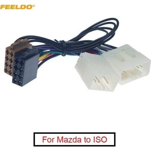 FEELDO 5Pcs Car Stereo Conversion Plug Wire Adapter For Mazda to ISO CD Radio Wiring Harness Original Head Units Cable