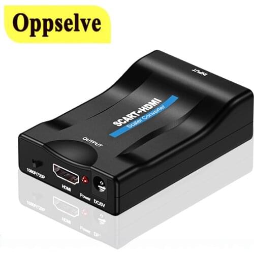 HDMI-compatible to SCART Video Audio Upscale Converter AV Signal Adapter HD Receiver TV DVD USB Power Cable 1080P Adapter